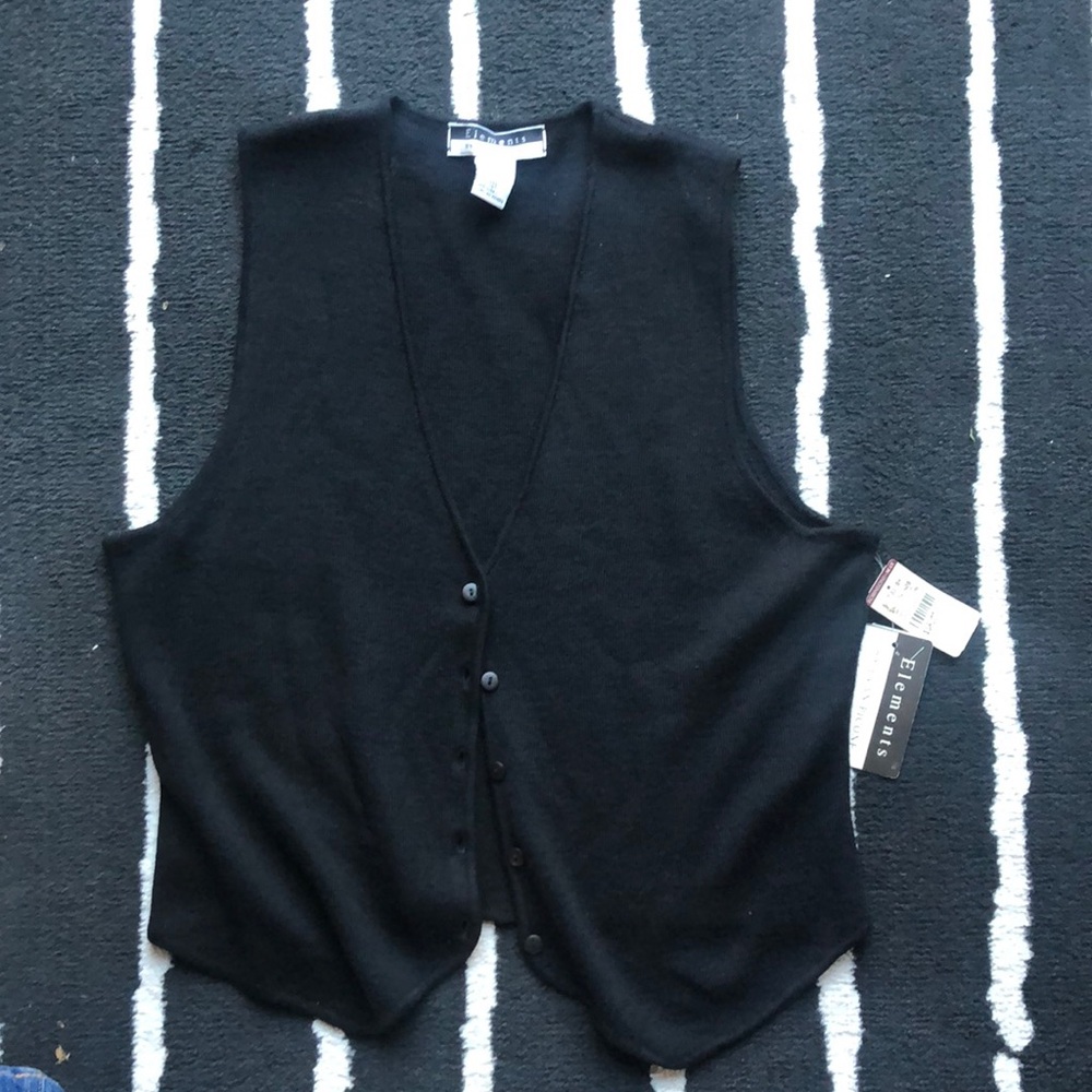 Elements by Evan Picone Black button down vest, Vintage-tag from Robinsons May